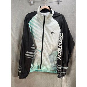 Protech Jacket Adult XL White Black Long Sleeve Full‎ Zip Windbreaker Coat Mens.